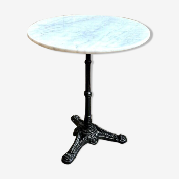 Table bistrot en marbre gris et fonte de fer noire ⌀ 60 cm