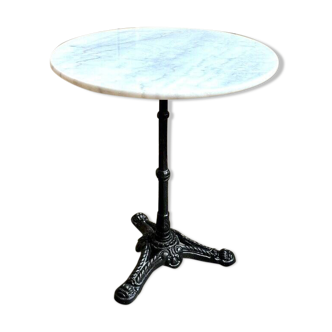 Table bistrot en marbre gris et fonte de fer noire ⌀ 60 cm