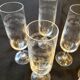 6 engraved crystal champagne flutes (floral) 1920