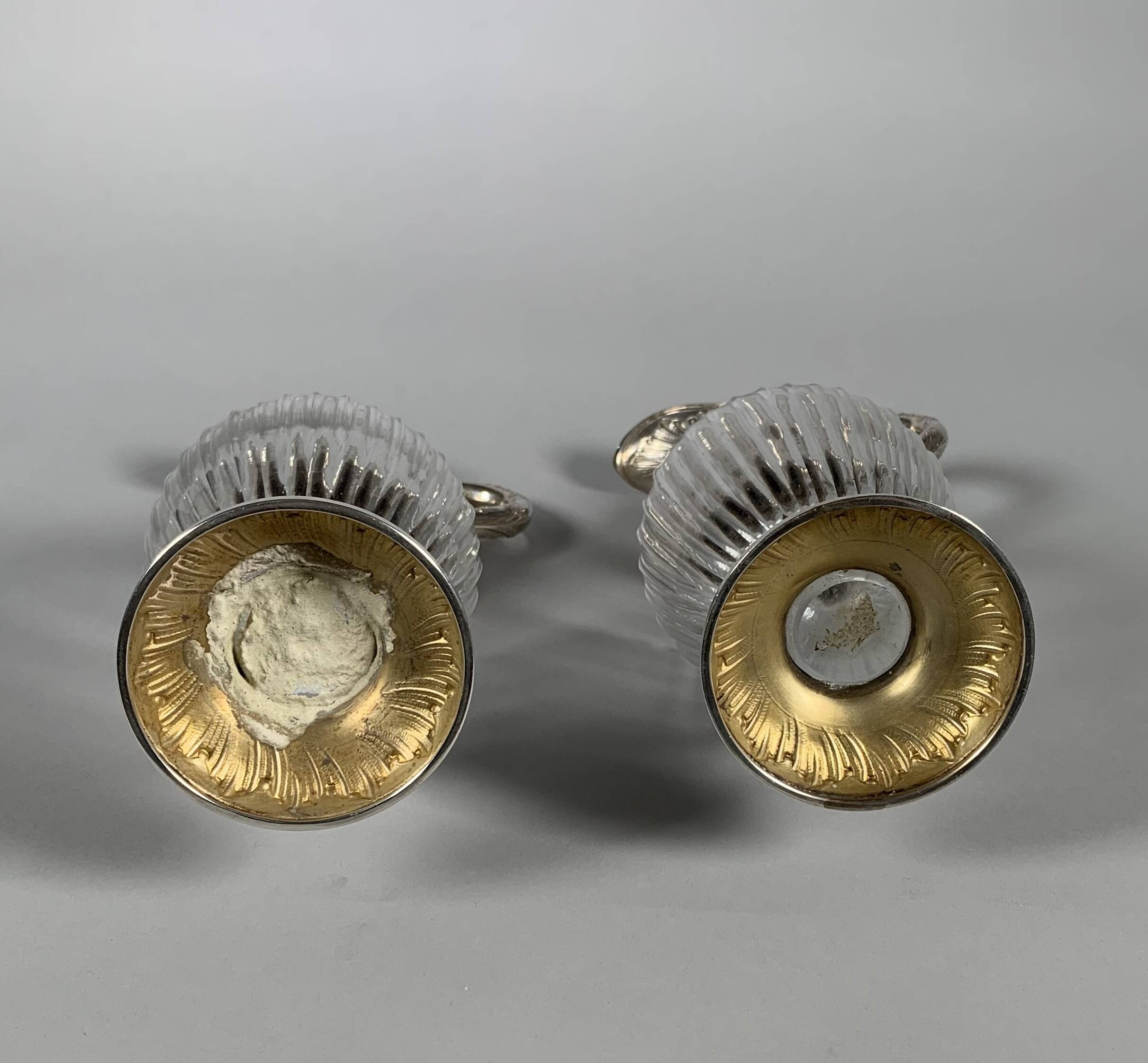 Pair of Crystal and Silver Rococo Ewers 19th Century
