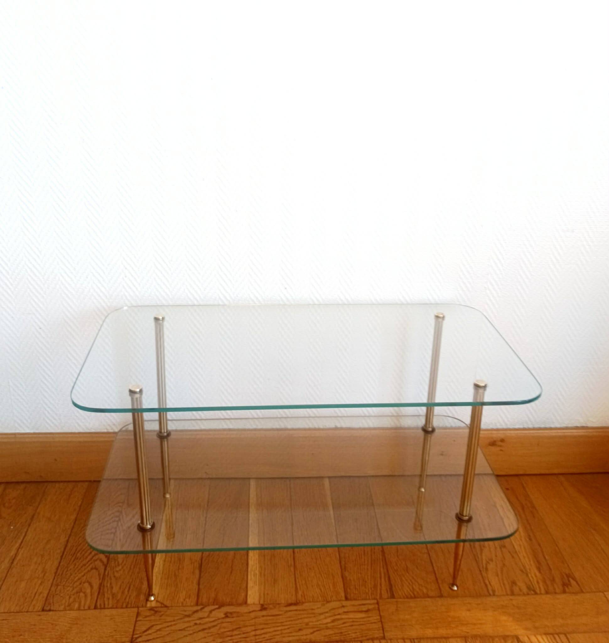 Brass and glass coffee table in Jansen style circa 1960.