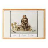Small poster about the monkey, after an old engraving from 1610.