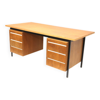 Large vintage management desk / desk made of teak wood from the 1960s