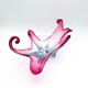 Large organic Murano sommerso bowl - Aquamarine blue and pink