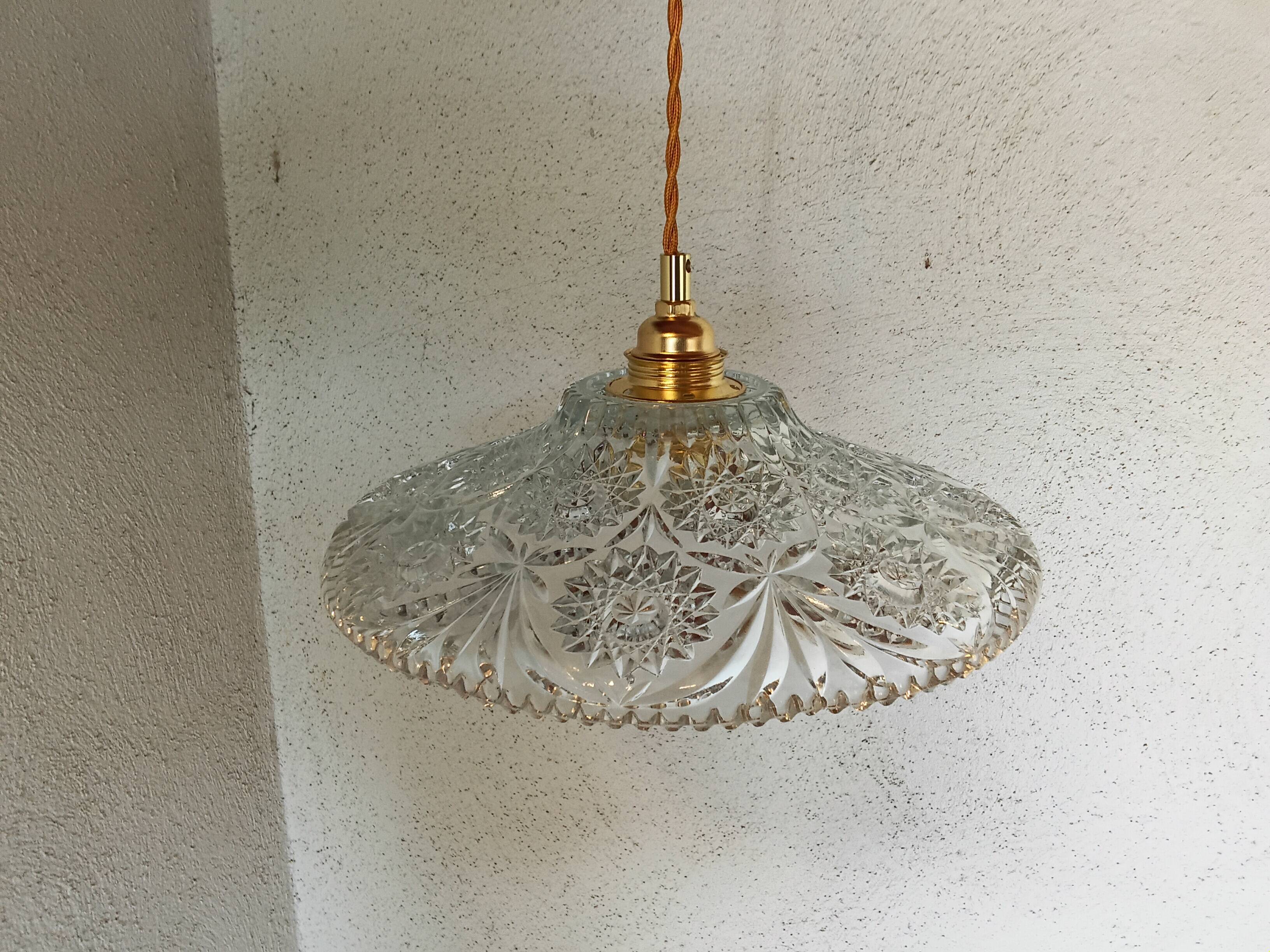 Vintage chiseled glass pendant light