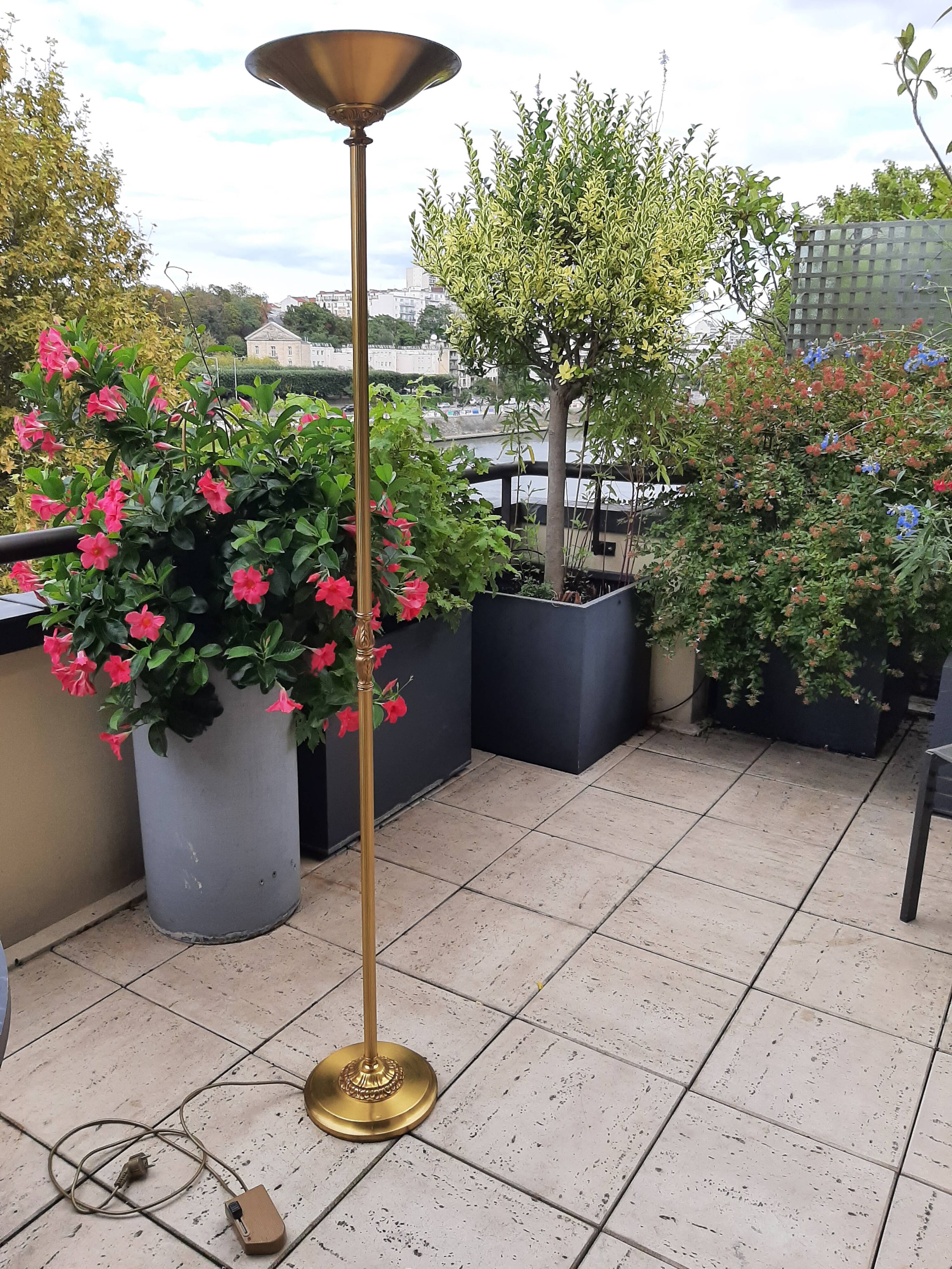 Halogen gilded bronze floor lamp Louis XVI Lucien Gau