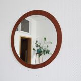 round teak mirror