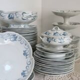 6 flat plates - Antique tableware set 82 pieces Sarreguemines earthenware Art Nouveau style