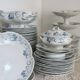 6 flat plates - Antique tableware set 82 pieces Sarreguemines earthenware Art Nouveau style