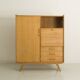 Oak desk cabinet with wardrobe space and fully pickled showcase, circa 60