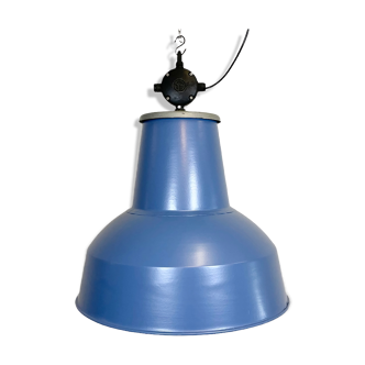 Large Blue Painted Industrial Factory Lamp from Elektrosvit, 1960s