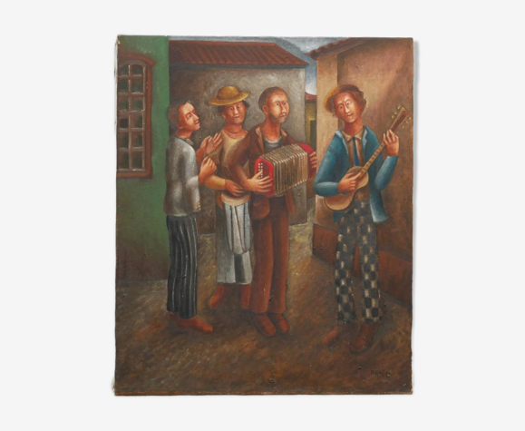 Tableau ancien peinture sur toile signée Tobias Marcier