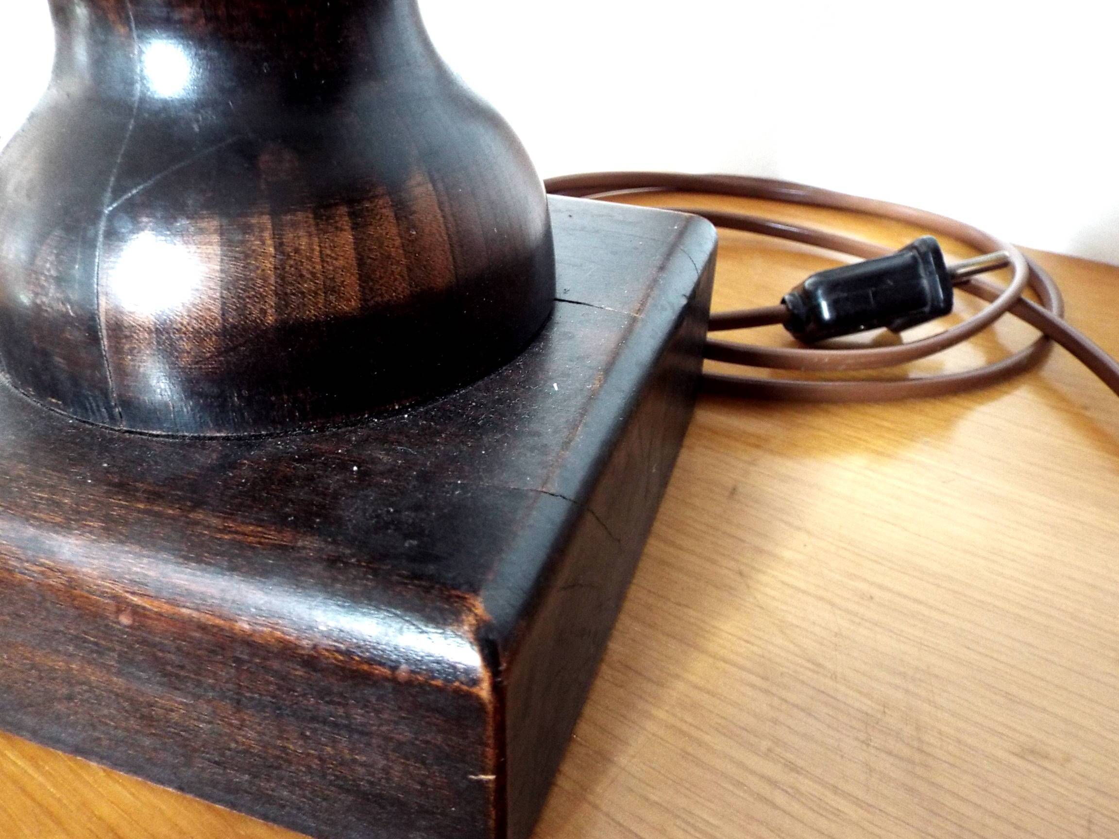 Turned wooden lamp base H44cm