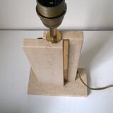 Travertine and gilded brass table lamp by Camille Breesch Belgium c. 1970