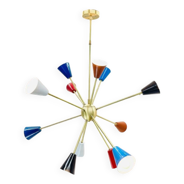 Lustre spoutnik multicolore du milieu du siècle