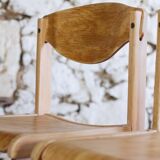 4 vintage canteen chairs in beech, 1980.