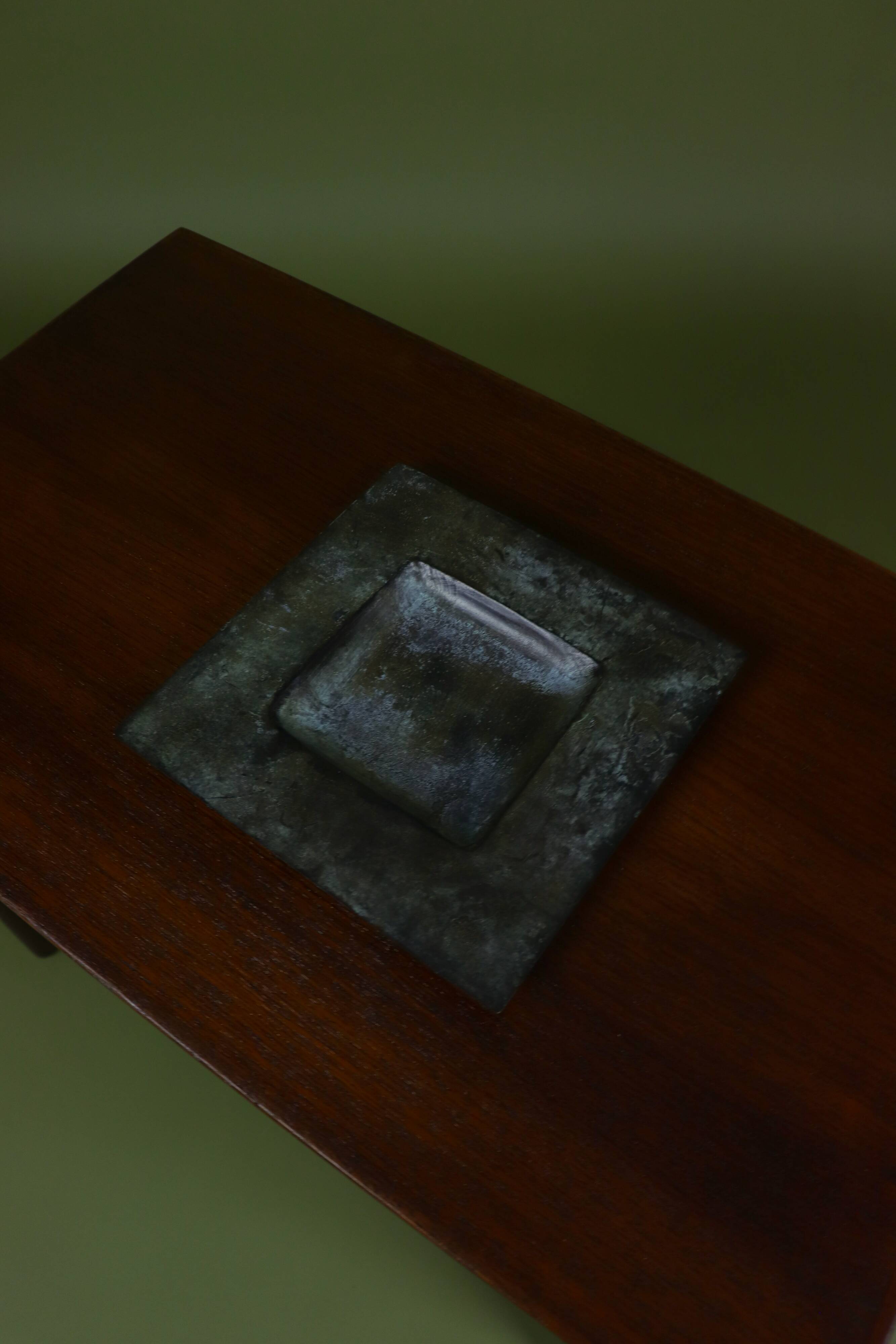 Brutalist metal patinated catchall bowl