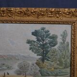 C. CHOUET "The pond and the ducks" Signed watercolor