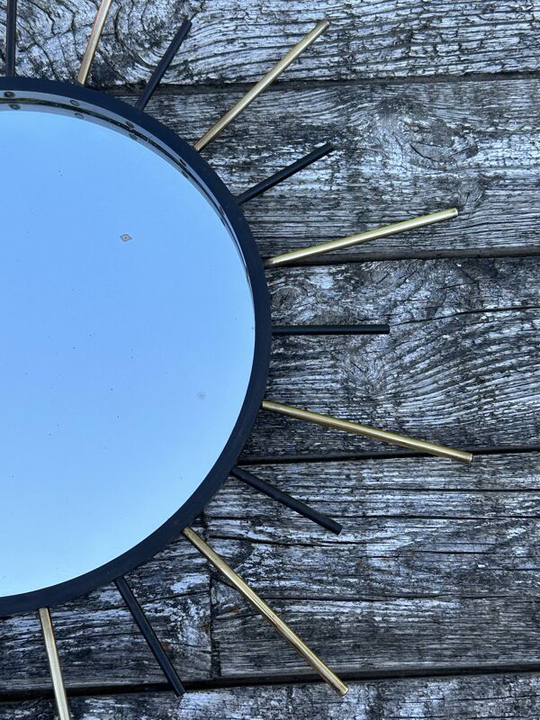 Miroir soleil en fer 1960 47cm