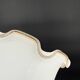 Set of 3 vintage bell-shaped pendants in white opaline with brown trim.