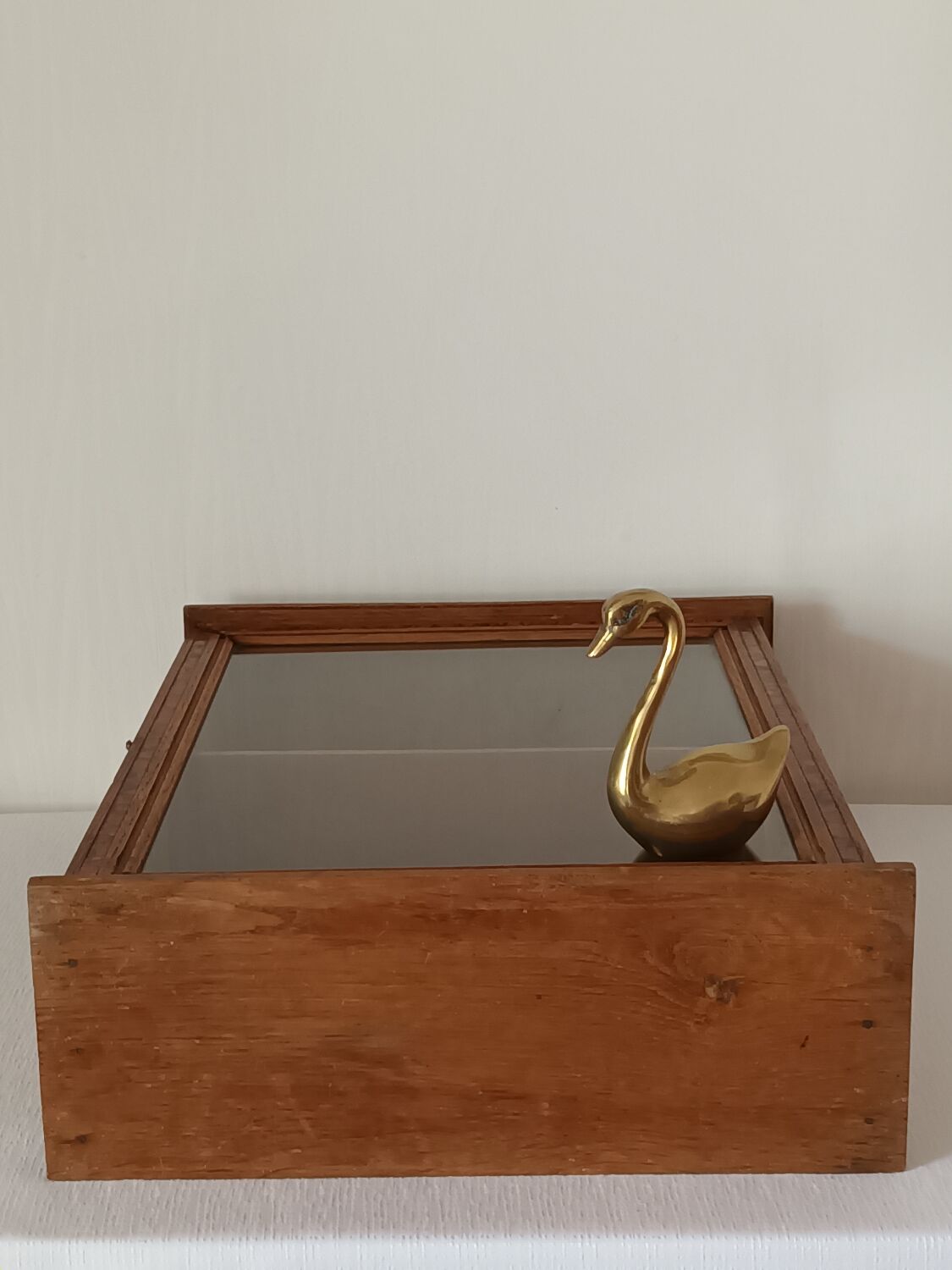 Vintage oak wall display case