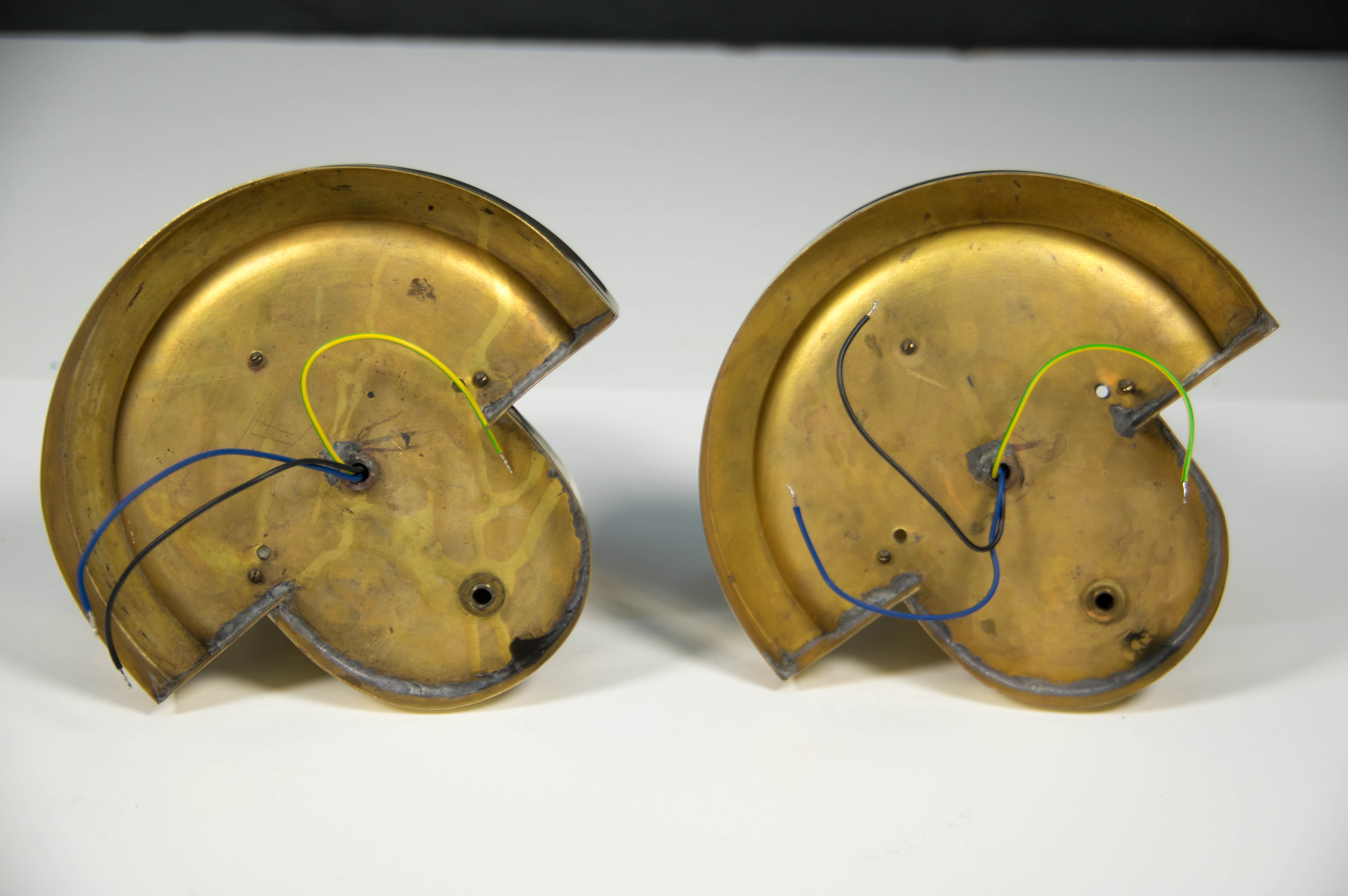 Set of Unique Cubistic Brass Wall Lamps, 1920s