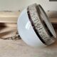 Hanging lamp 1970 globe white and grey glass silver