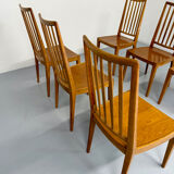 Lot de 6 chaises en hêtre massif vintage bois bicolore design annee 60