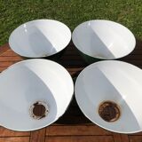 4 abat-jours émaillés industriels