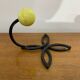 Old Black Wrought Iron Wall Hook + Yellow Plastic Ball 70's Vintage