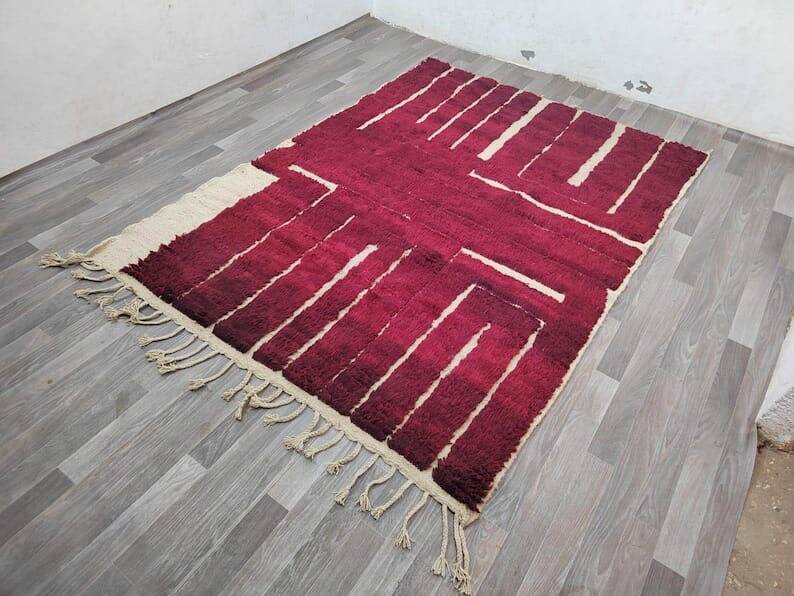 Traditional handwoven Beni Ourain Berber rug 2/3 m