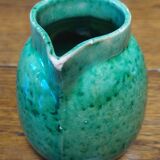 Glazed terracotta cream pot in Provence green