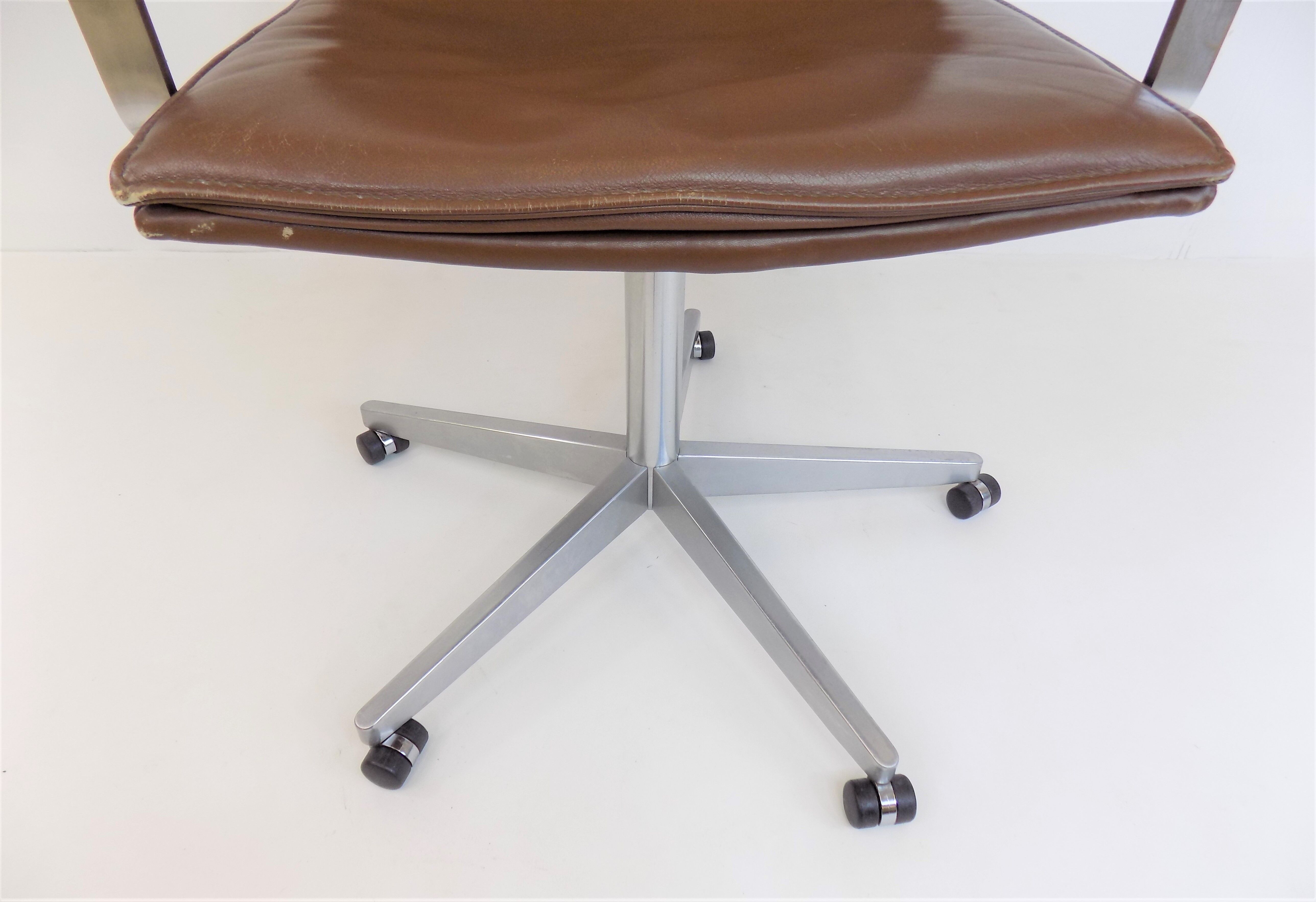 Rudolf Glatzel Leather Office Chair, Knoll