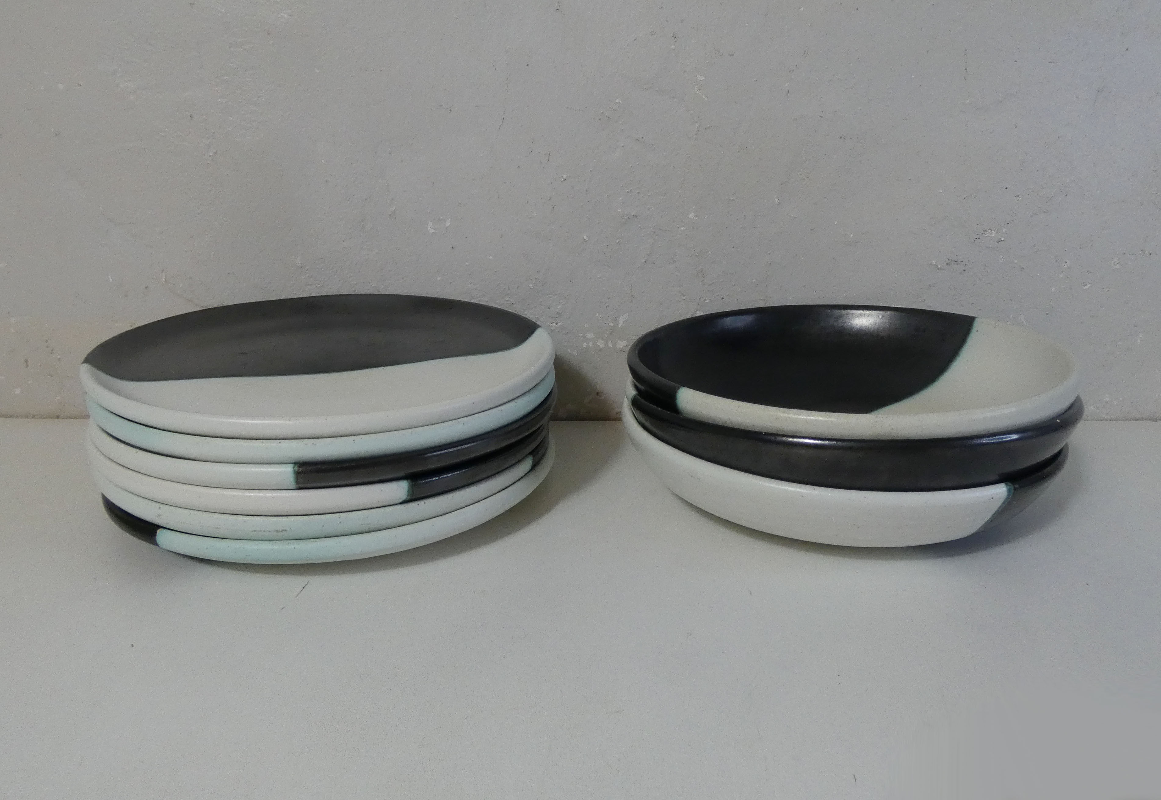 6 ceramic stoneware plates signed Vallauris Cerenne