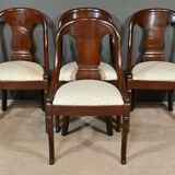Set of 4 Gondola Chairs in Mahogany, Restoration period – Part 1, 19th century