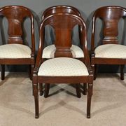 Set of 4 Gondola Chairs in Mahogany, Restoration period – Part 1, 19th century