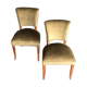Chaises années 50 en velours vert bronze