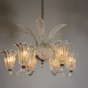 Venetian Art Deco chandelier made of Murano glass, circa 1930.