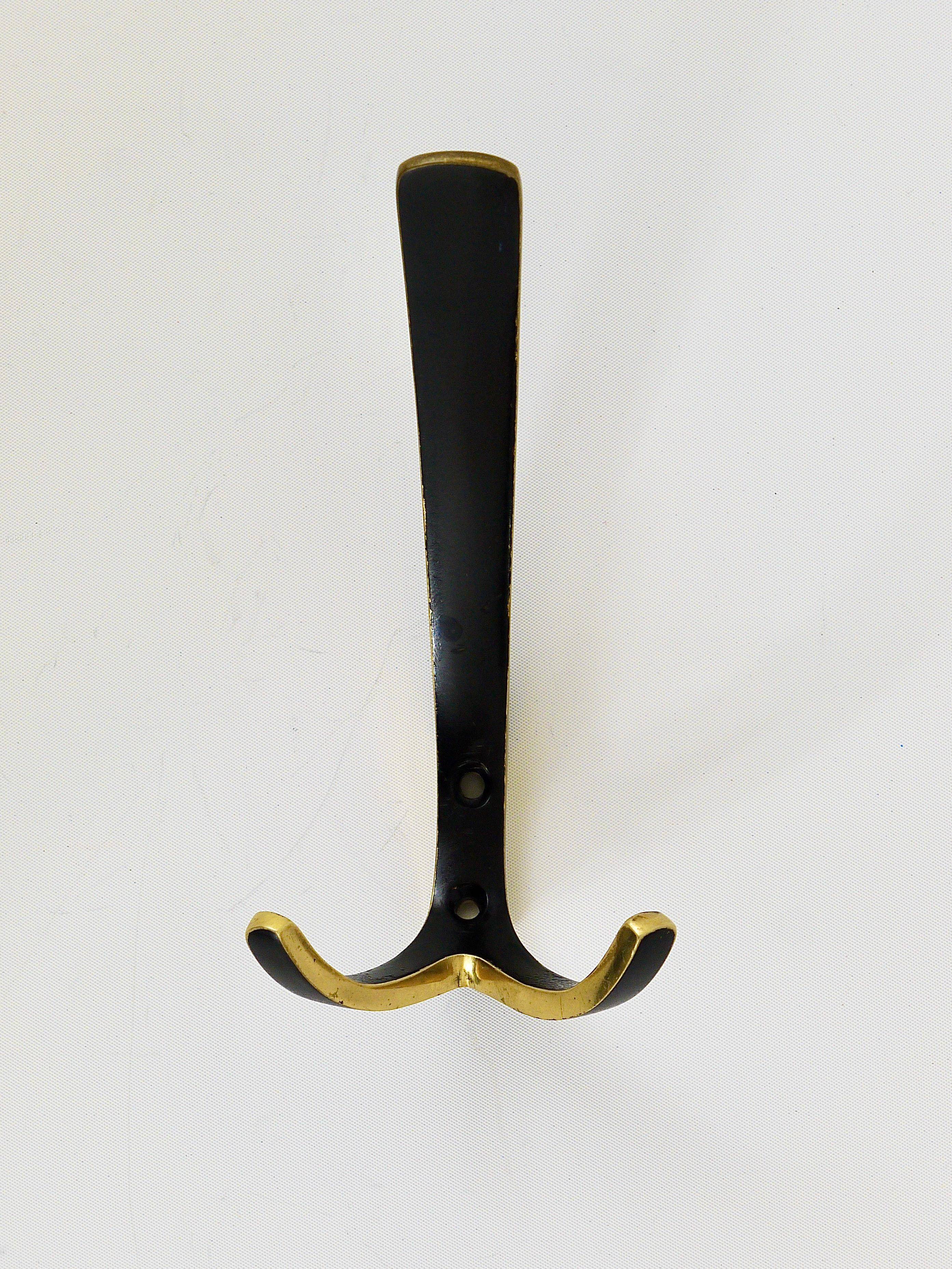Up to 2 double wall hooks in brass from the mid-century by Herta Baller, Austria, 1950s.