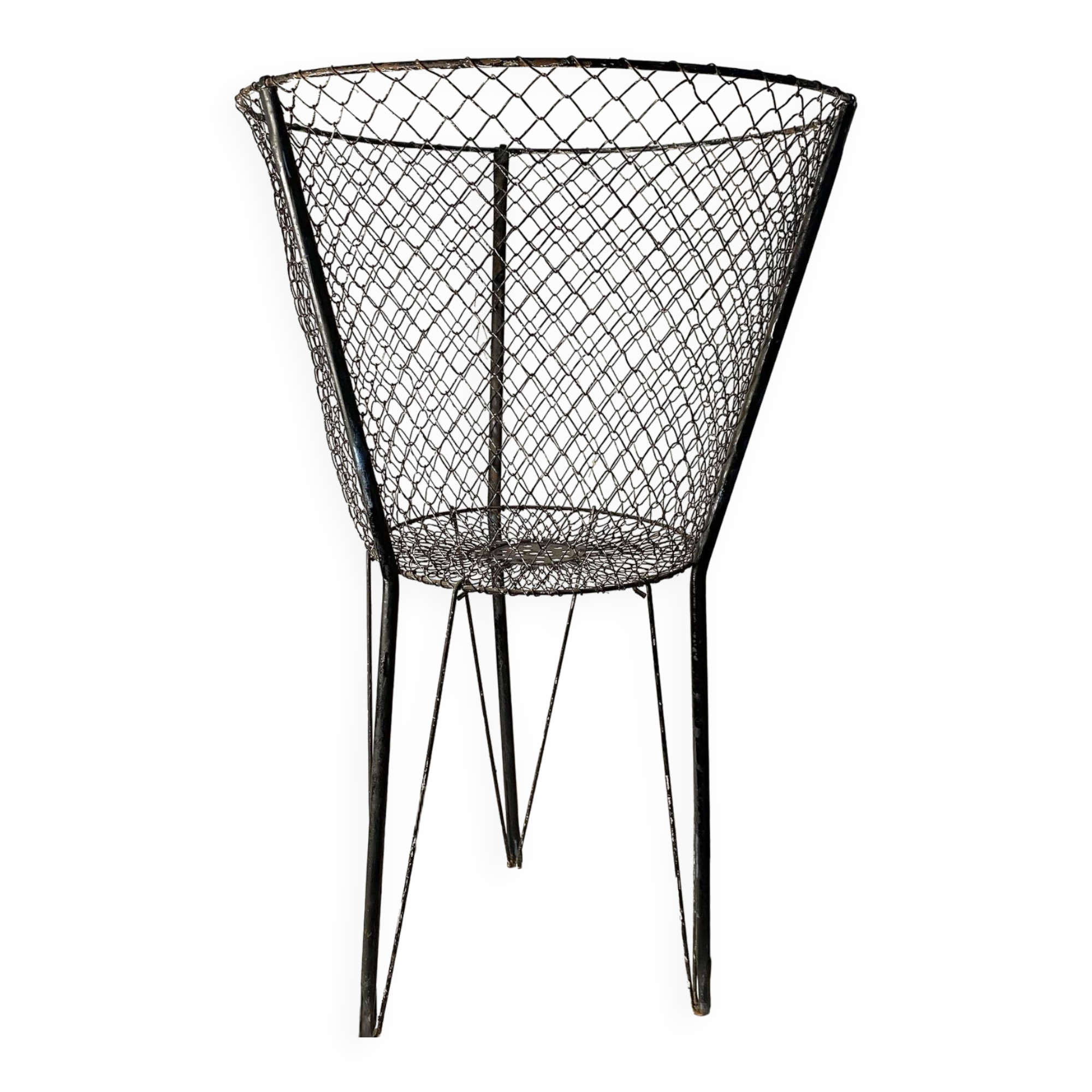 Old metal haberdashery/sewing basket, 50s/60s