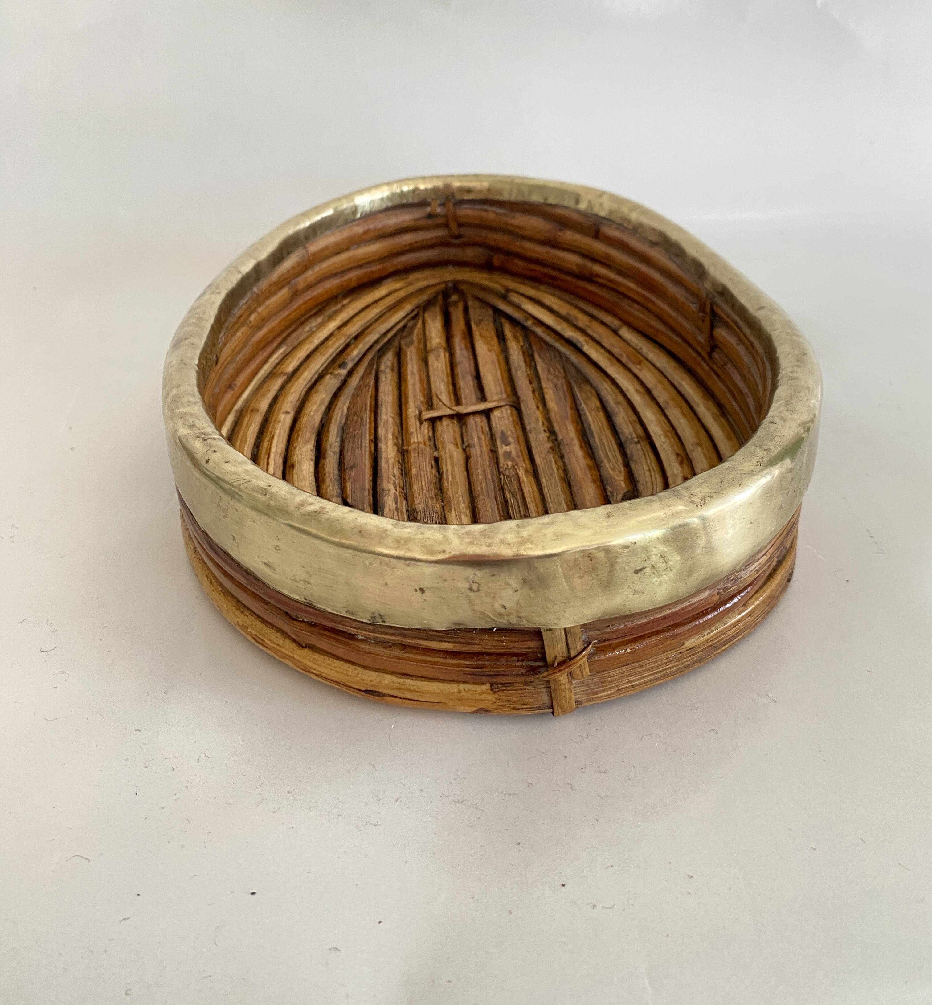 Bamboo and brass basket from the 70s