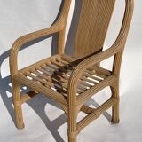 Pair of bamboo rattan wicker chairs in the style of Vivai del Sud