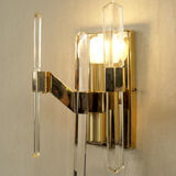 Pair of wall lamps in glass and gilded metal Sciolari