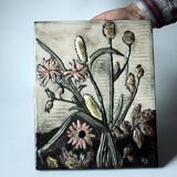 Ceramic Wall picture by Ruscha - handmade in the 70s - marked - vintage