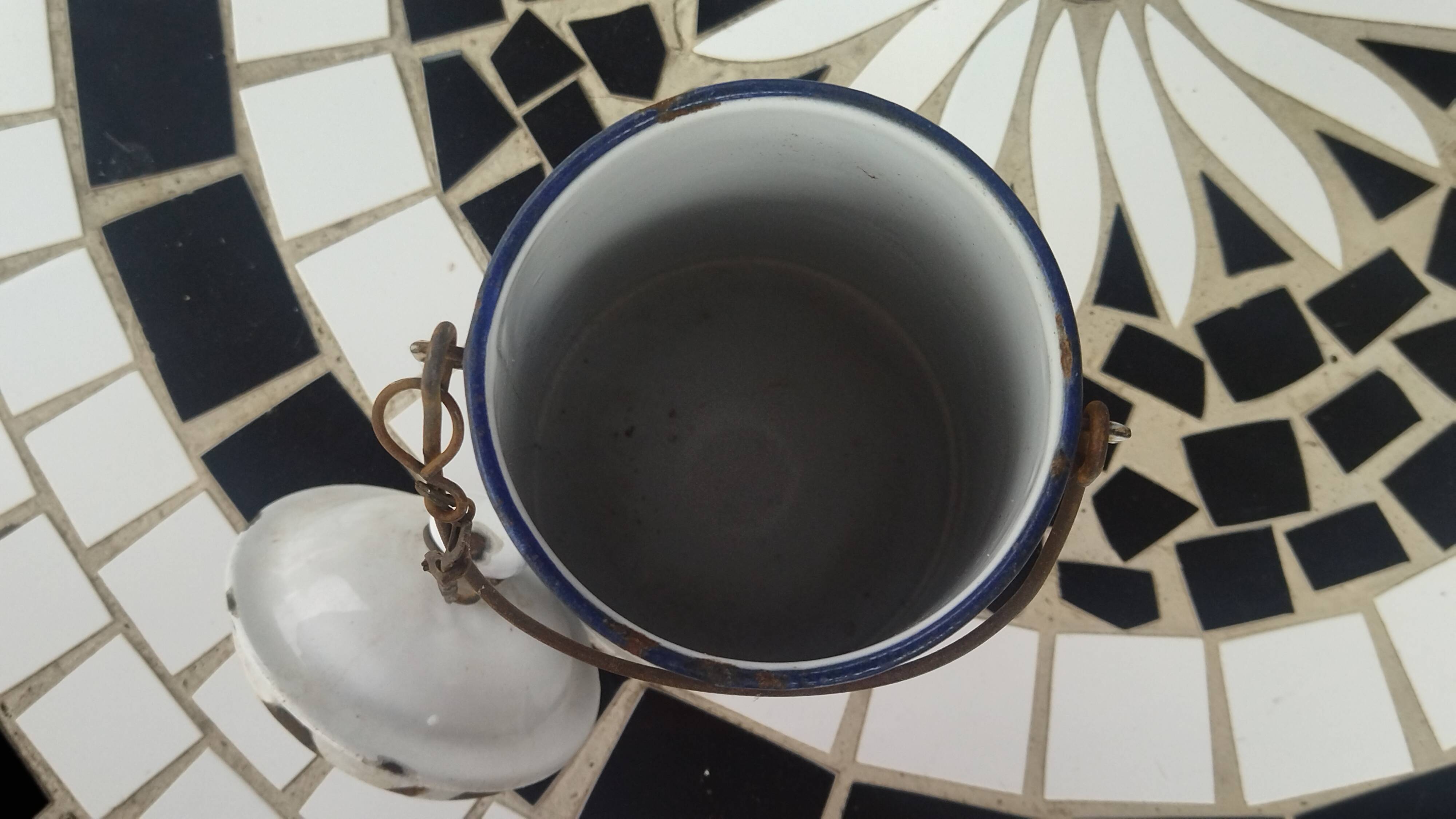 Enameled milk jug