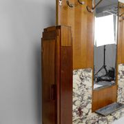Large Art Deco wardrobe in oak, marble and mahogany, circa 1925