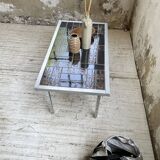 Table basse chrome et carrelage années 50