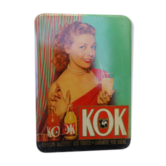Ancienne plaque en Tôle "Kok boisson aux fruits" 24x34cm 50's