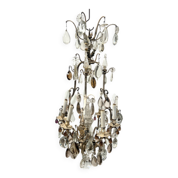 Lustre cage a pandeloques de style Louis XV Fin du XIX siècle