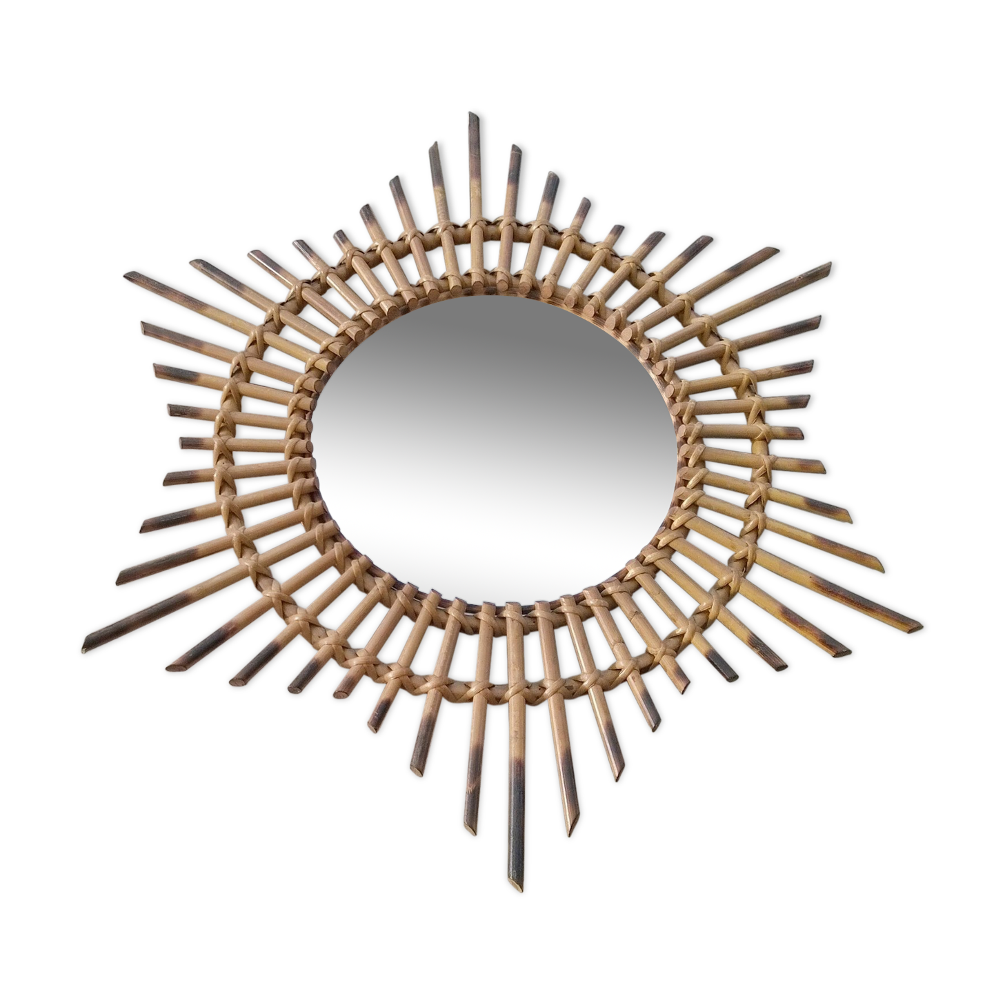 Miroir soleil rotin 66x66cm